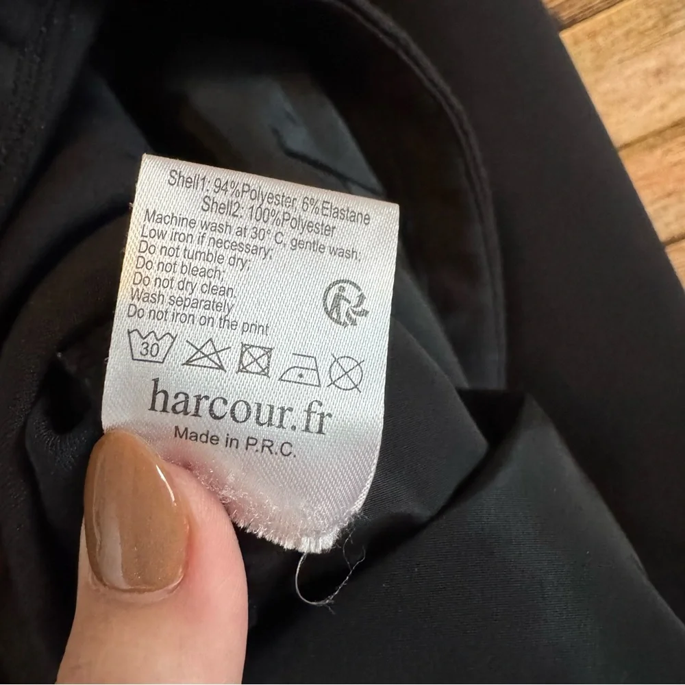 Harcour Techline Equestrian Black Quilted Hooded Zip Up Jacket Size Small